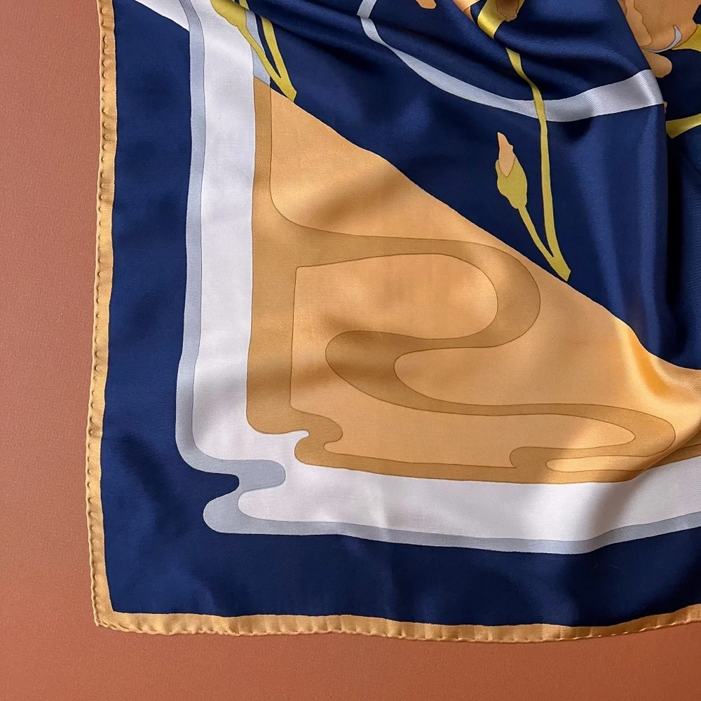 Vintage Christian Dior Silk Scarf With Orange Iris Print - Picture 6 of 10